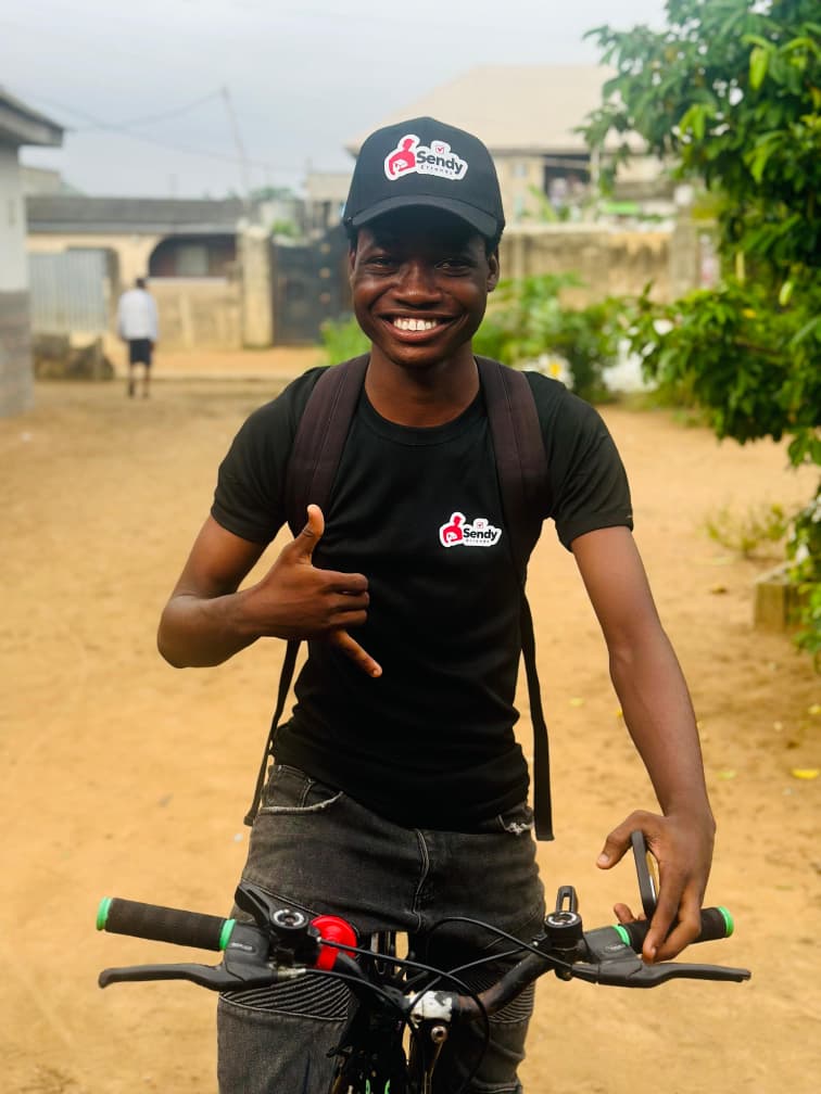 A Sendy Errands rider on his bicycle, ready to run an errand